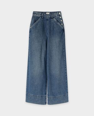 Jeans - Blauwe jeans, wide leg fit