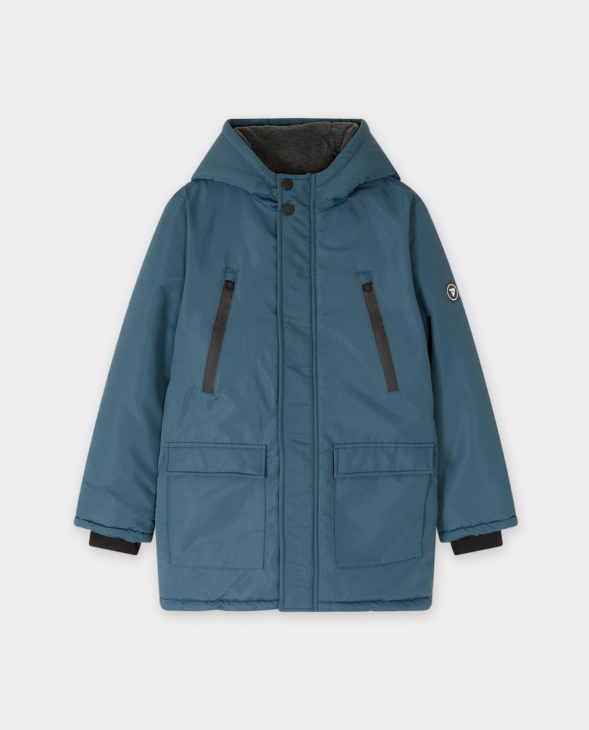 Blauwe jas van gerecycleerd polyester