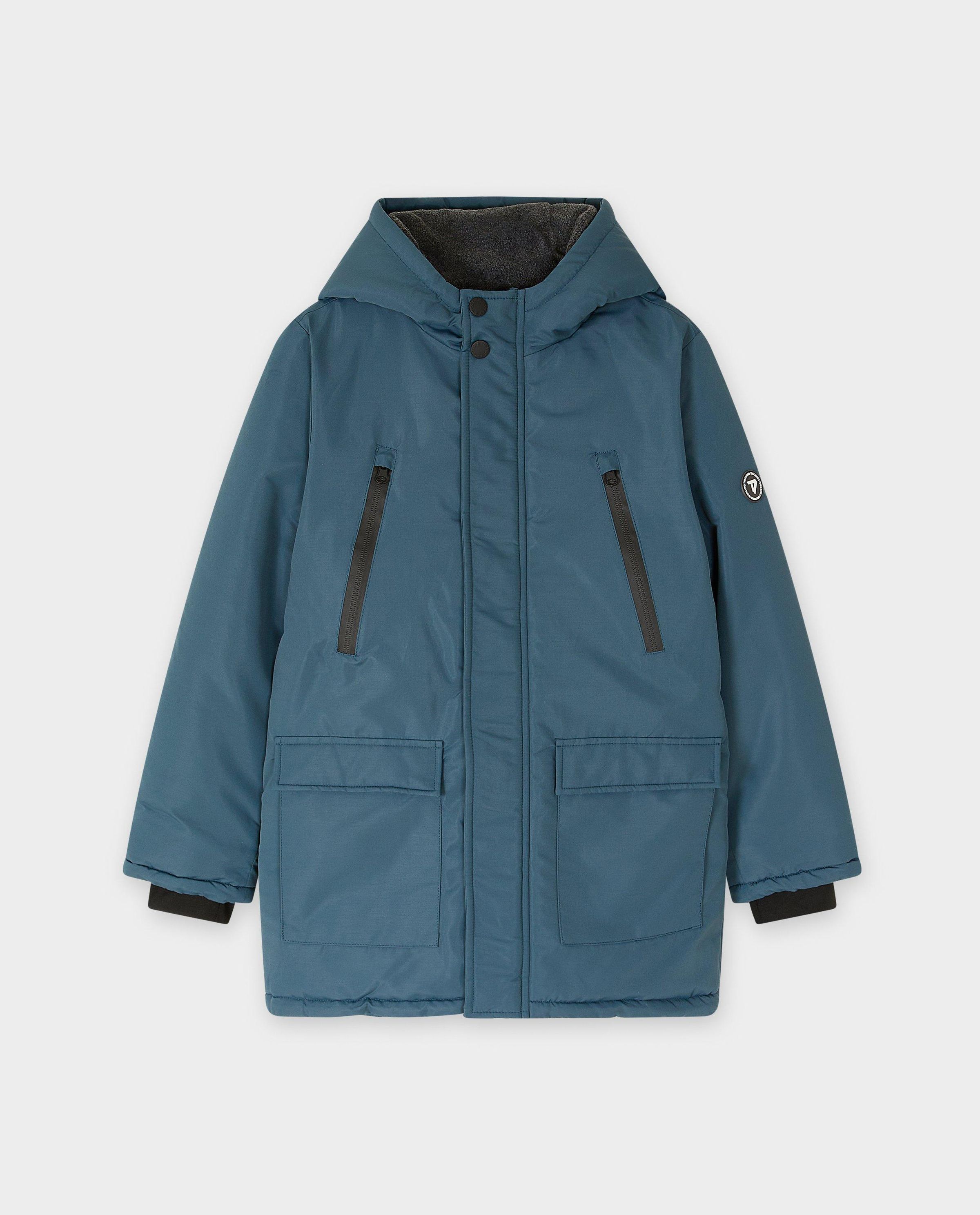 Blauwe jas van gerecycleerd polyester - Moodstreet