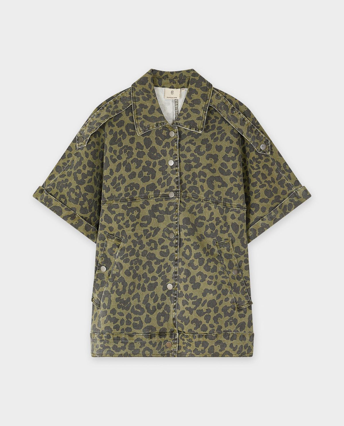 Jeanshemd met luipaardprint