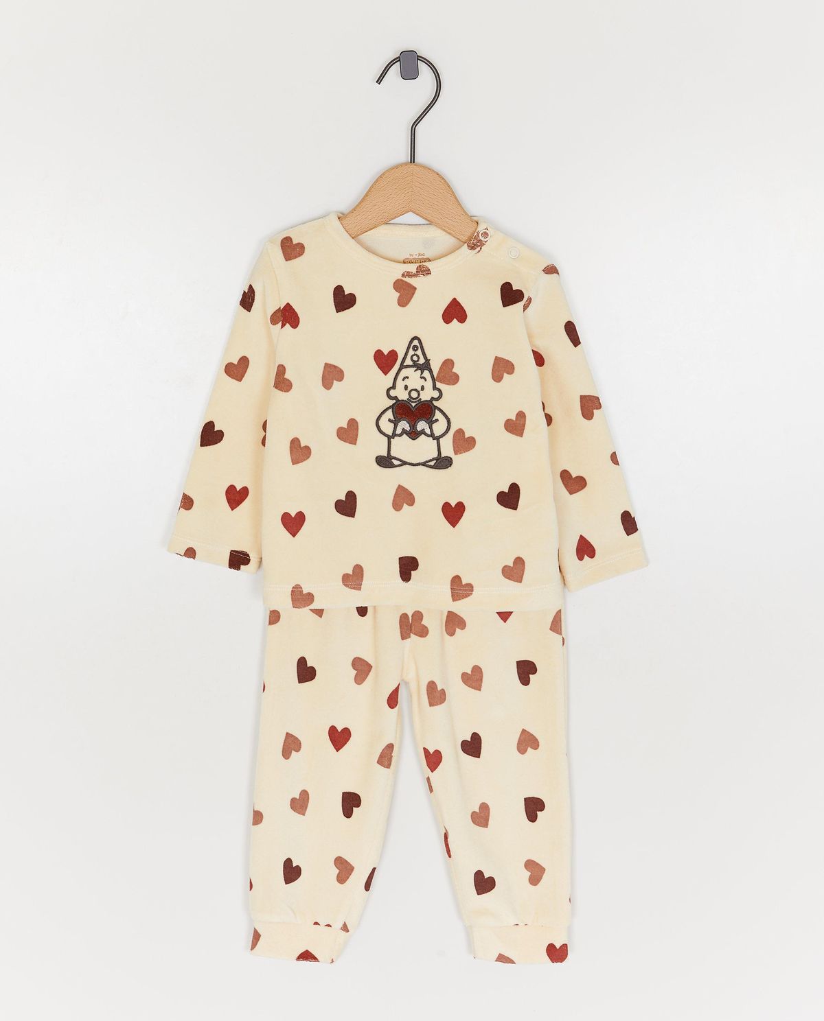 Fluwelen pyjama met hartjesprint