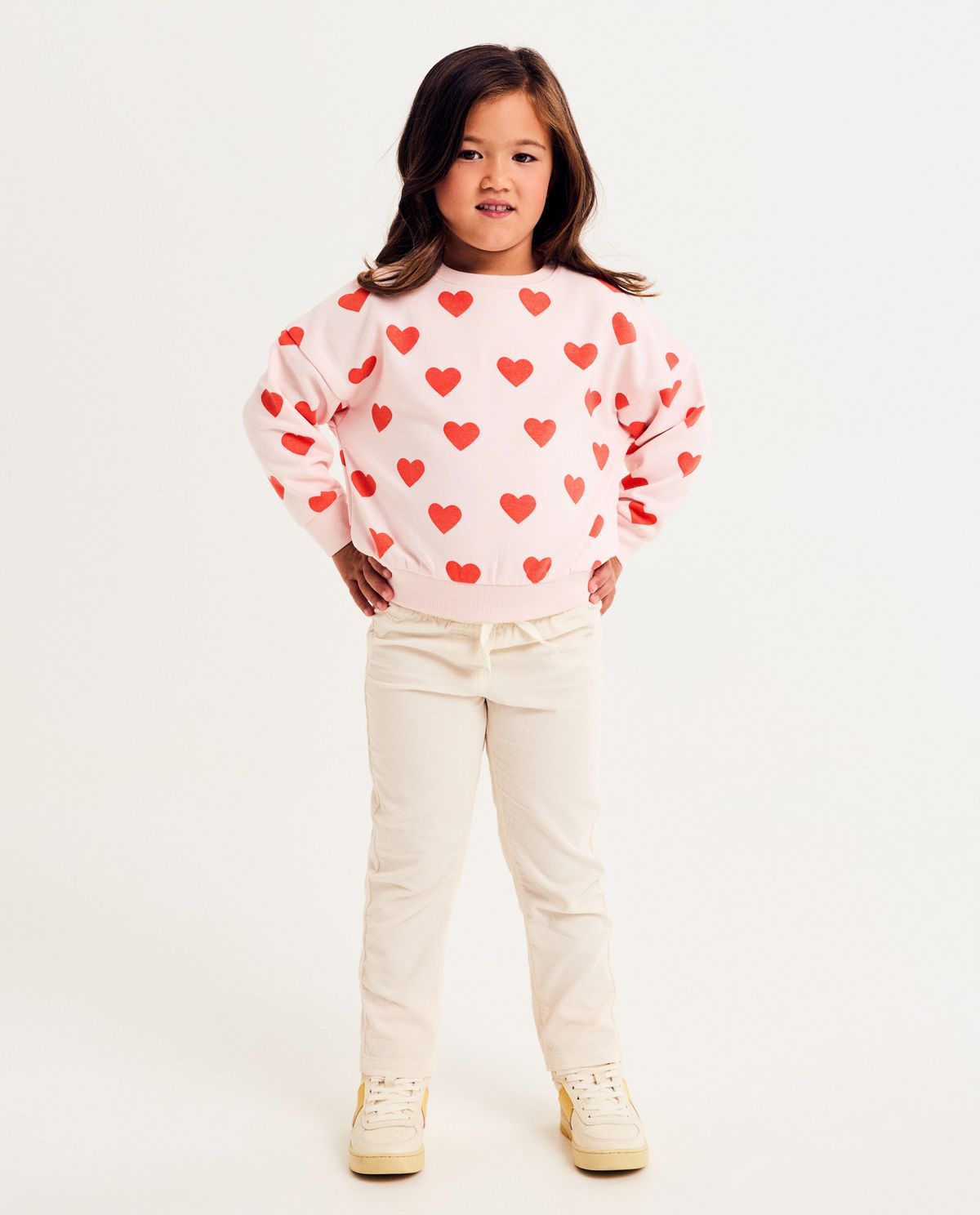 Broek met fijn ribfluweel, mom fit