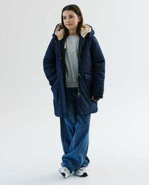 Donkerblauwe jas van gerecycleerd polyester - Moodstreet