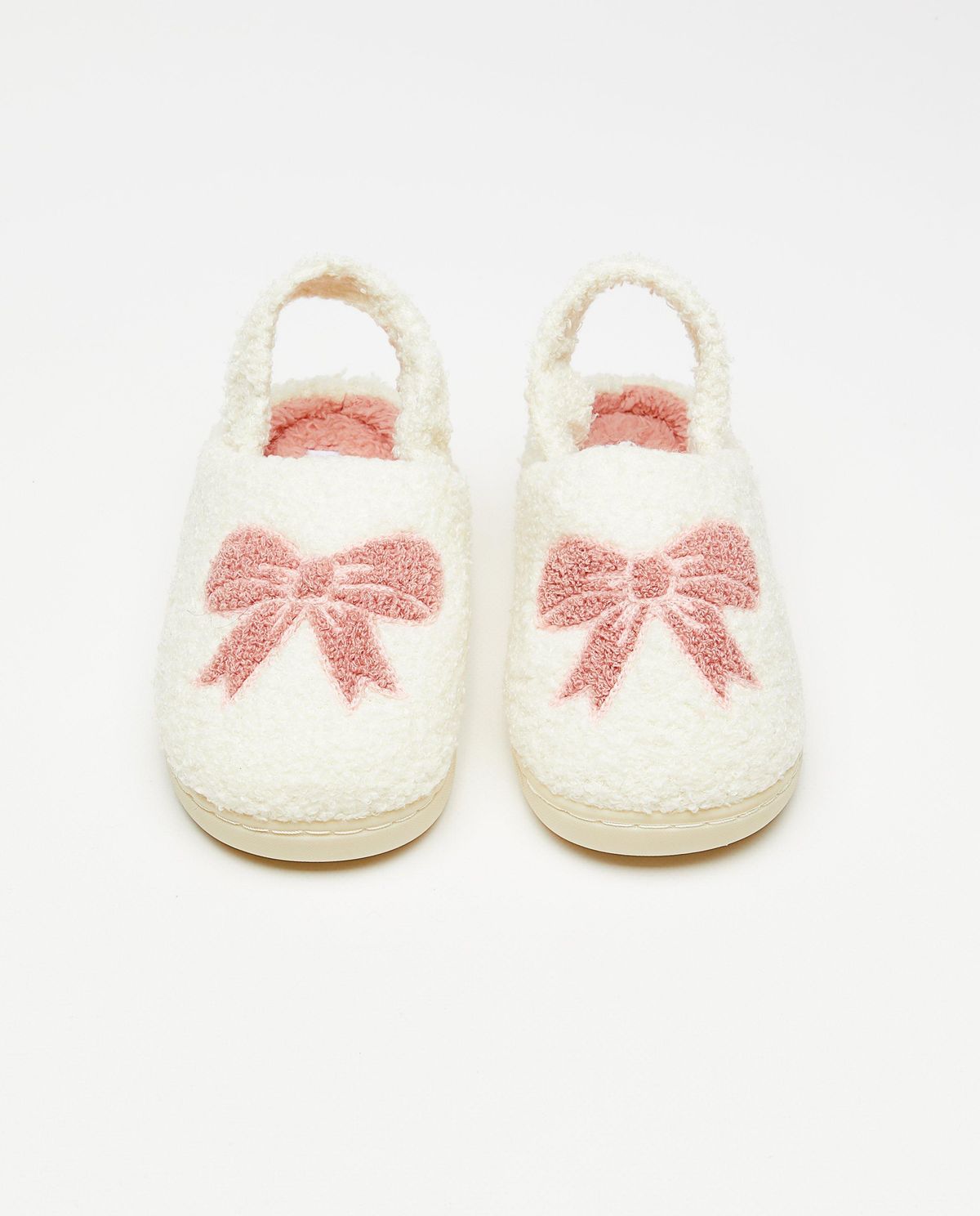Teddy pantoffels met print strik