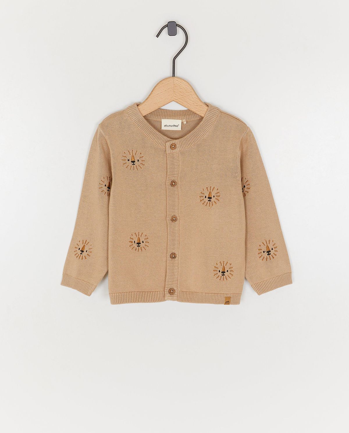 Cardigan met geborduurde leeuwengezichtjes