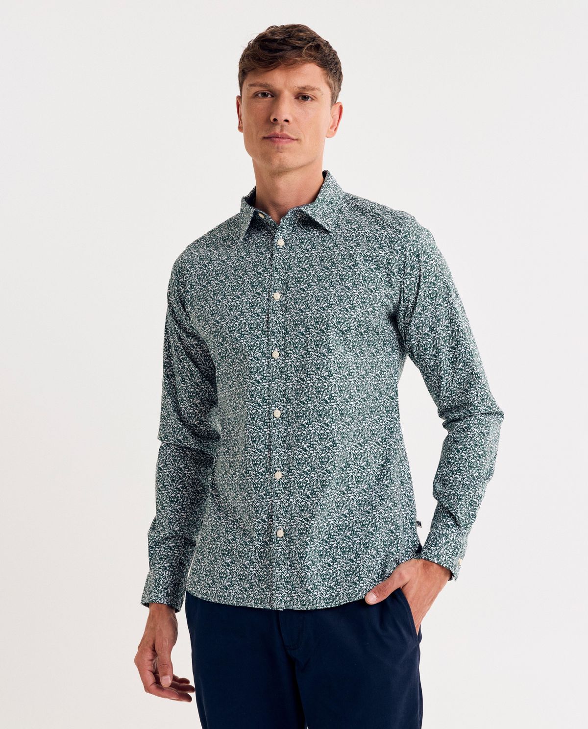 Hemd met bloemenprint, slim fit