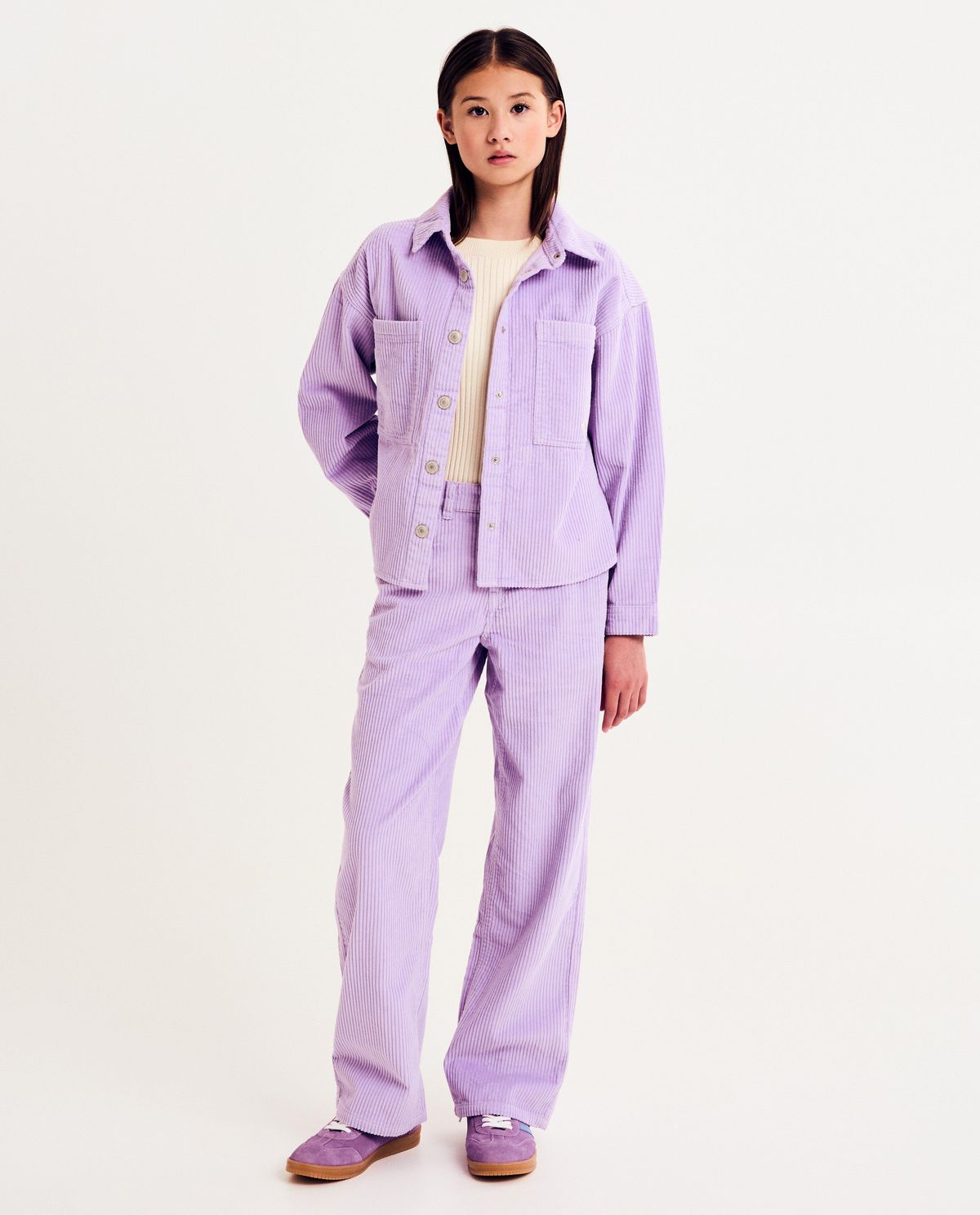 Paarse broek van ribfluweel, straight fit
