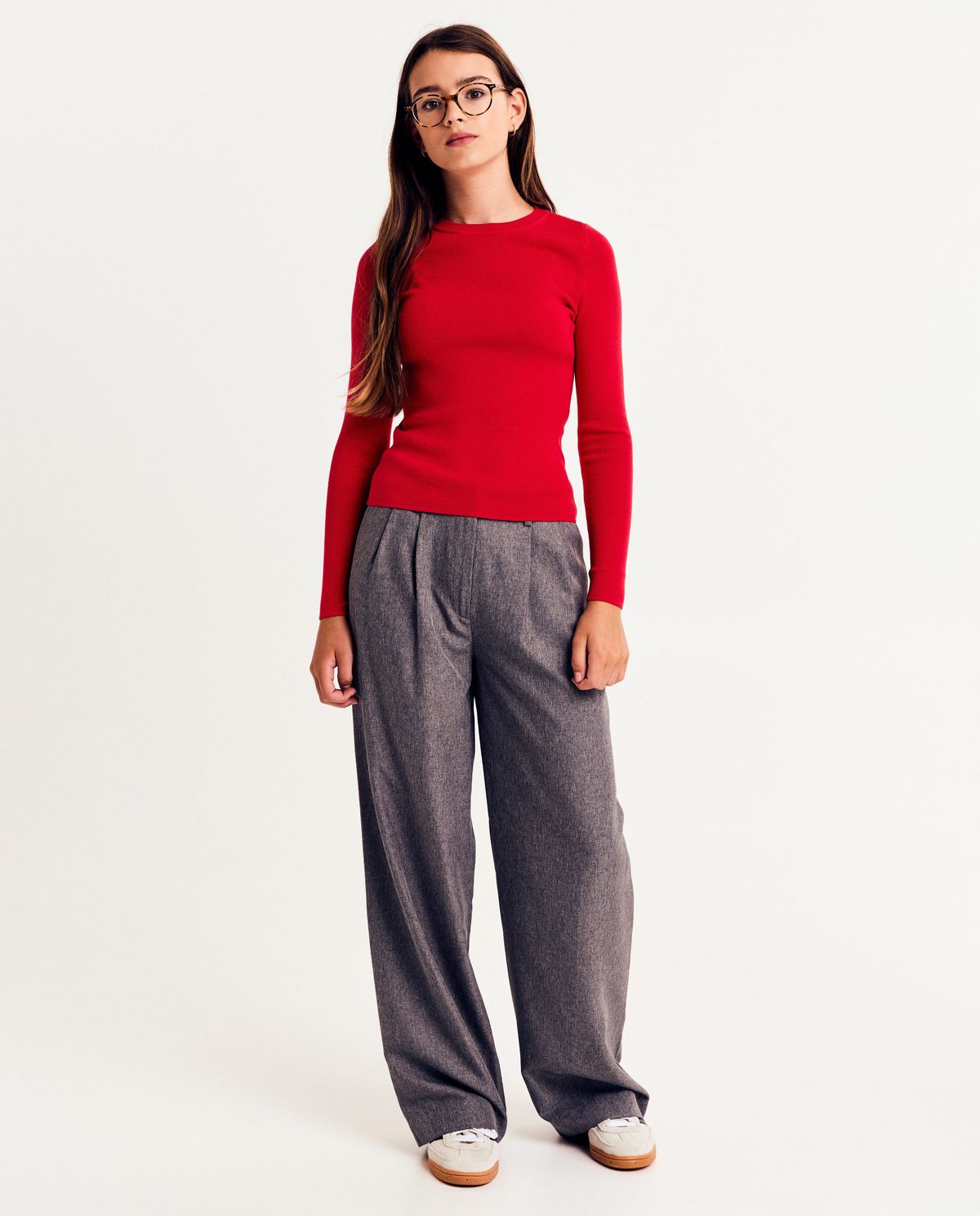 Grijze broek, wide fit