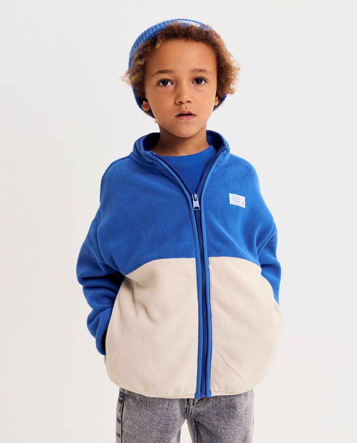 Fleece vest met color block