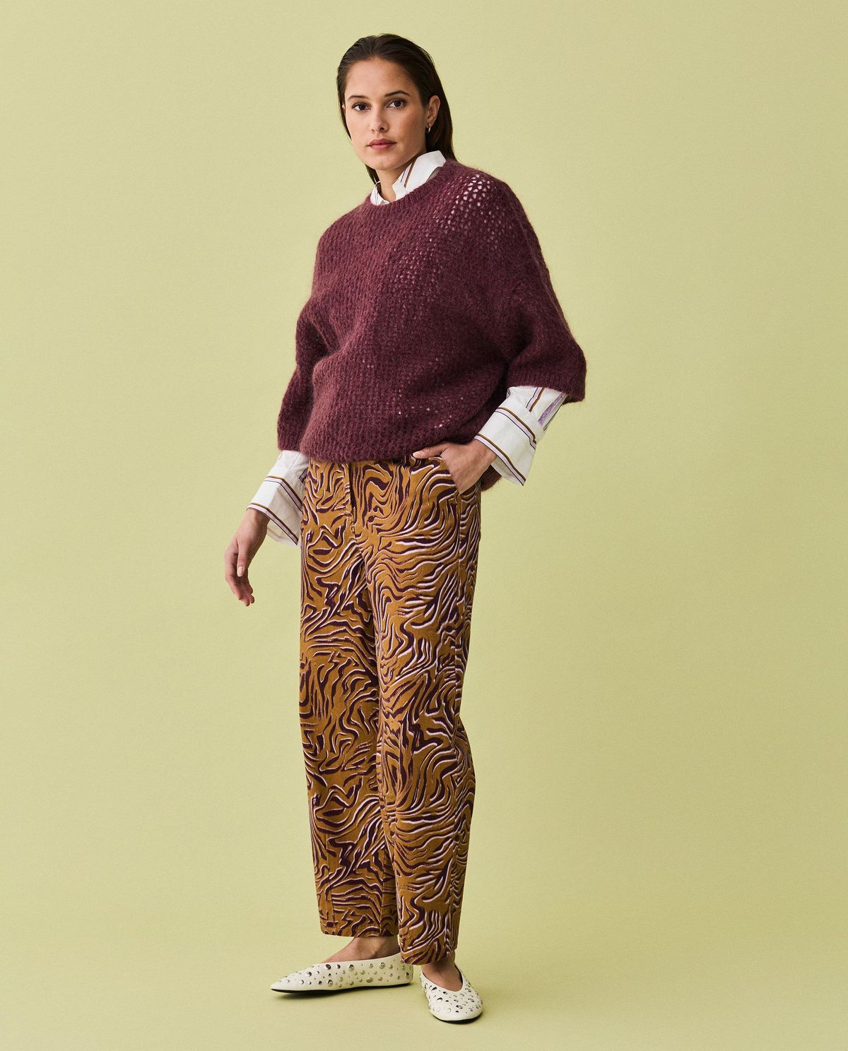 Jeans met zebraprint, straight fit