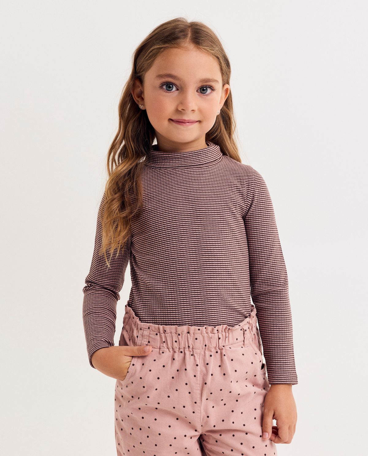 Gestreepte longsleeve met rolkraag, 98-128