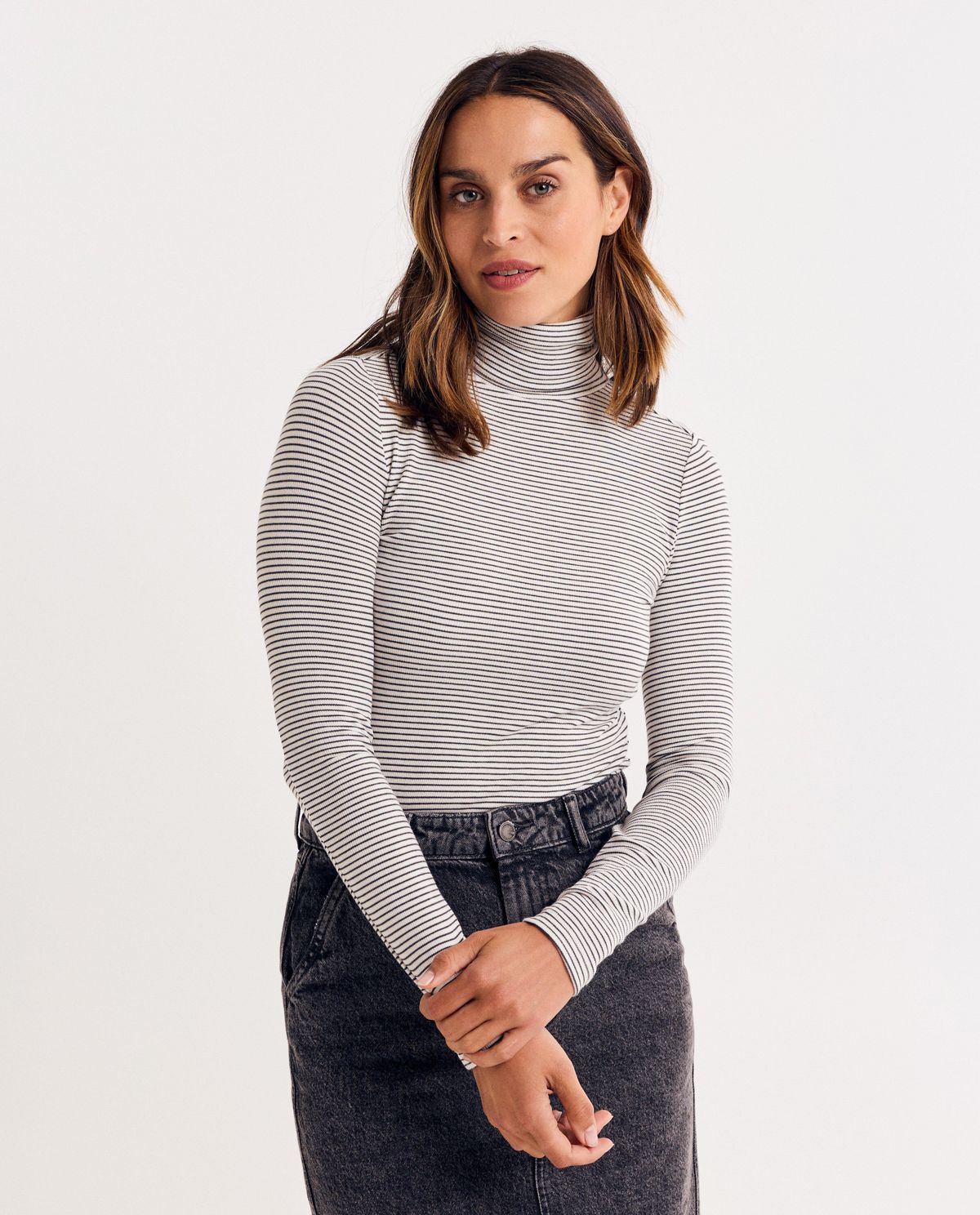 Longsleeve met fijne strepen, XS-XXL