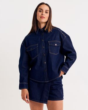Hemden - Raw denim jeanshemd, oversized fit