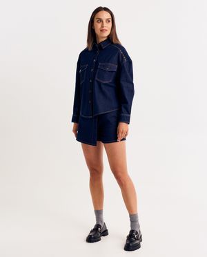 Hemden - Raw denim jeanshemd, oversized fit