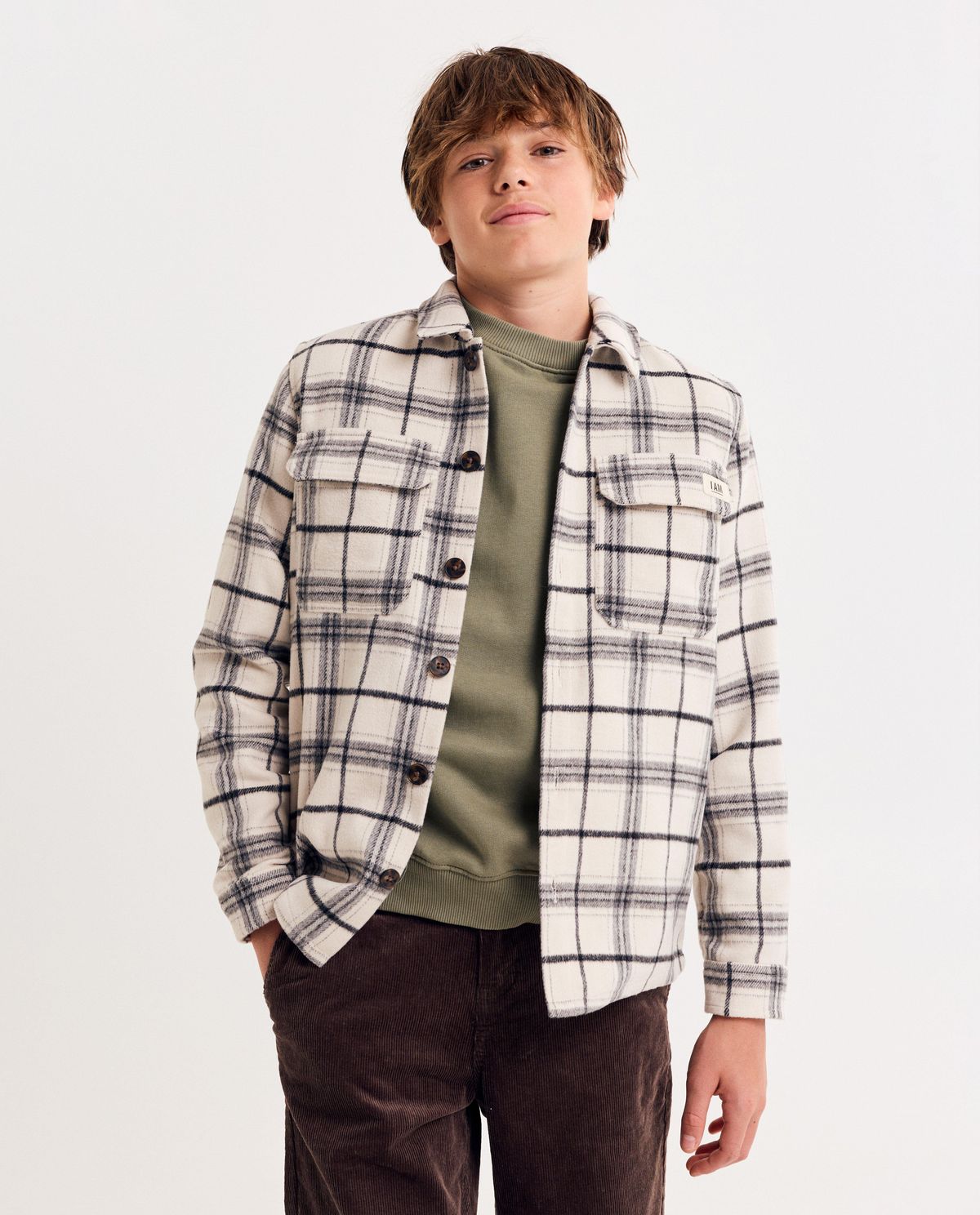 Geruit hemd van gerecycleerd polyester, loose fit, 128-164