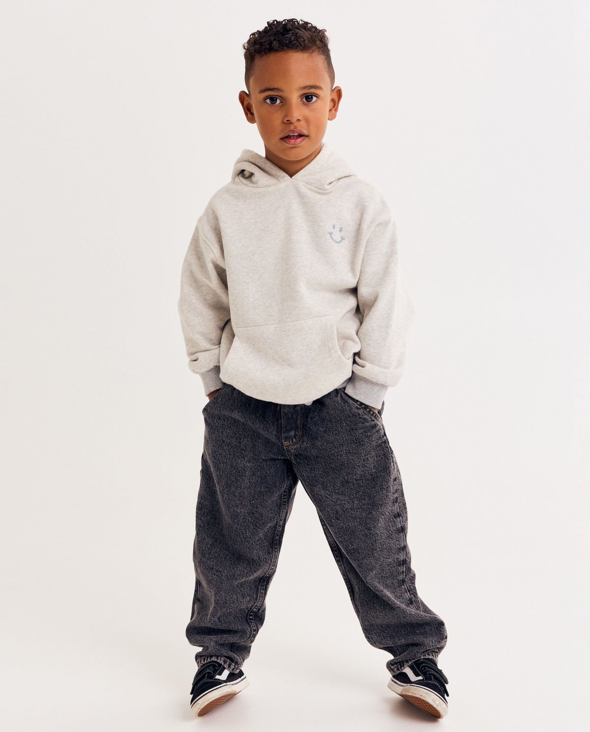 Biokatoenen jeans met verwassen look, baggy fit, 98-128