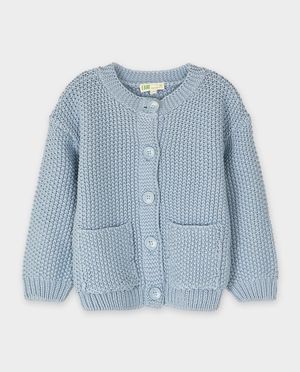 Cardigan - Blauwe cardigan van biokatoen, loose fit, 98-128