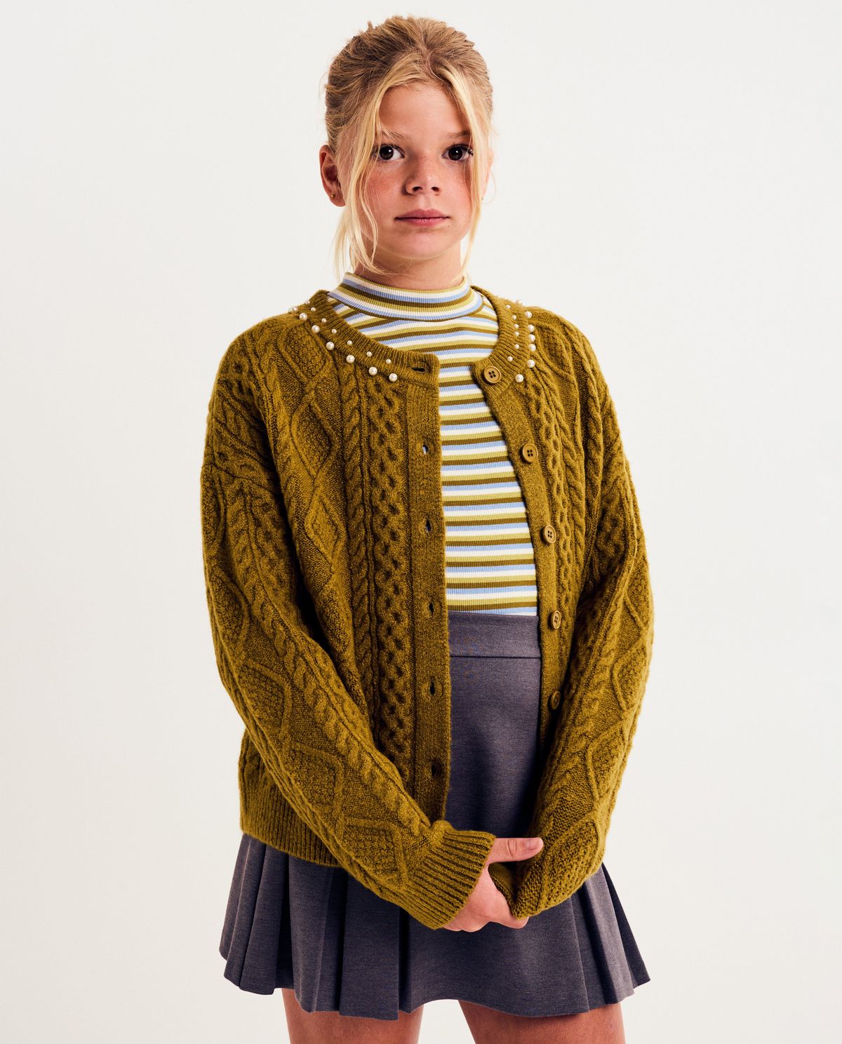 Cardigan met gebreid patroon, loose fit