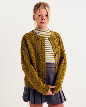 Cardigan met gebreid patroon, loose fit - Fish & Chips