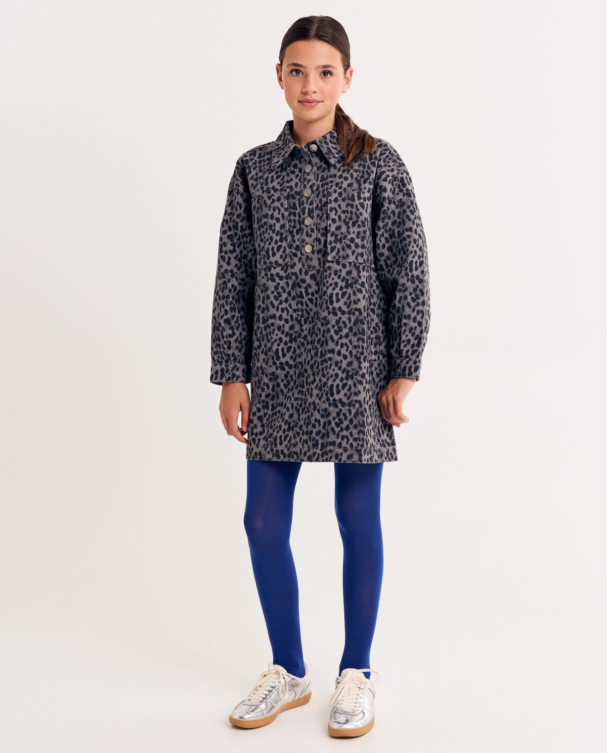Jeansjurk met luipaardprint