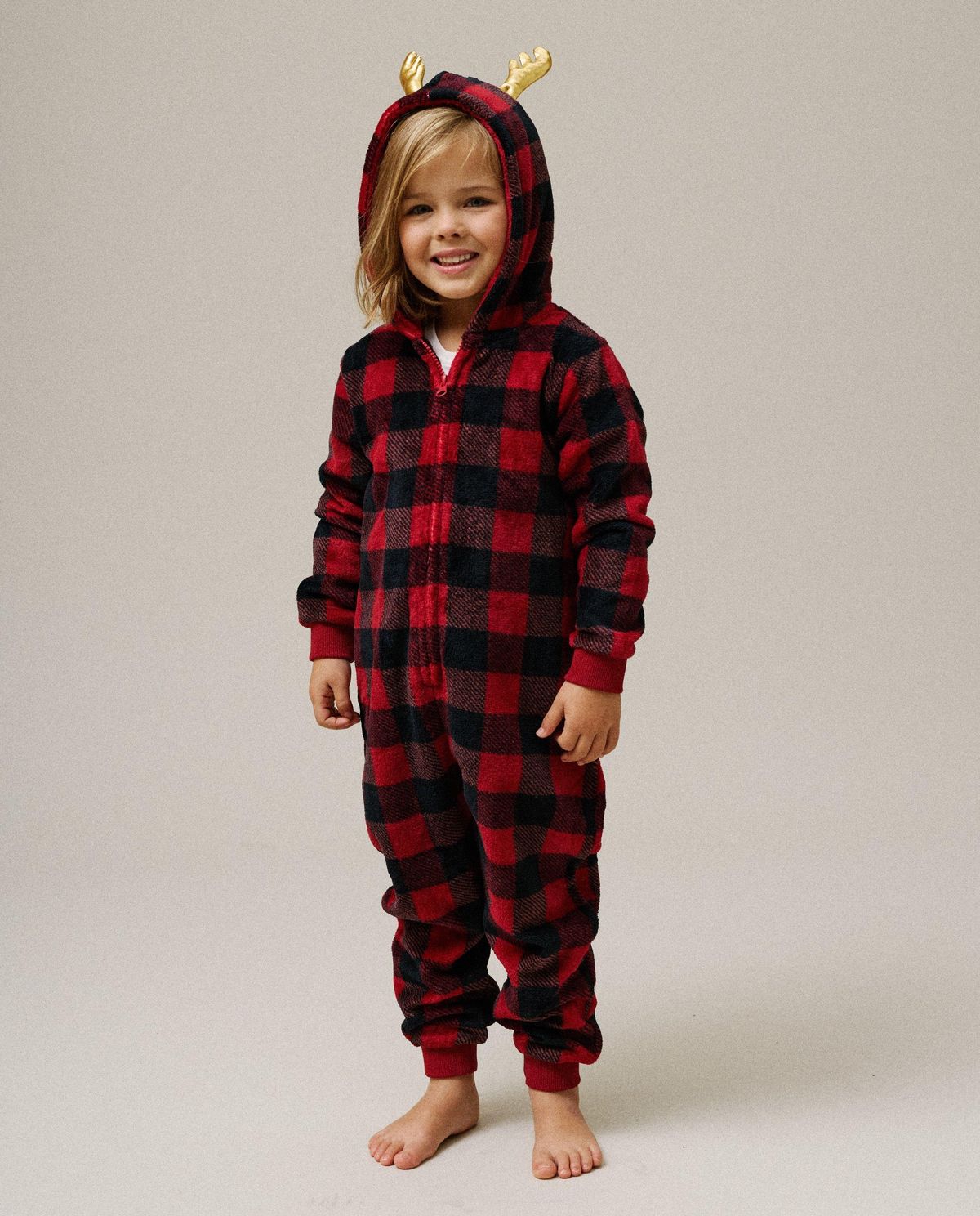Fleece onesie met ruiten, 98-128