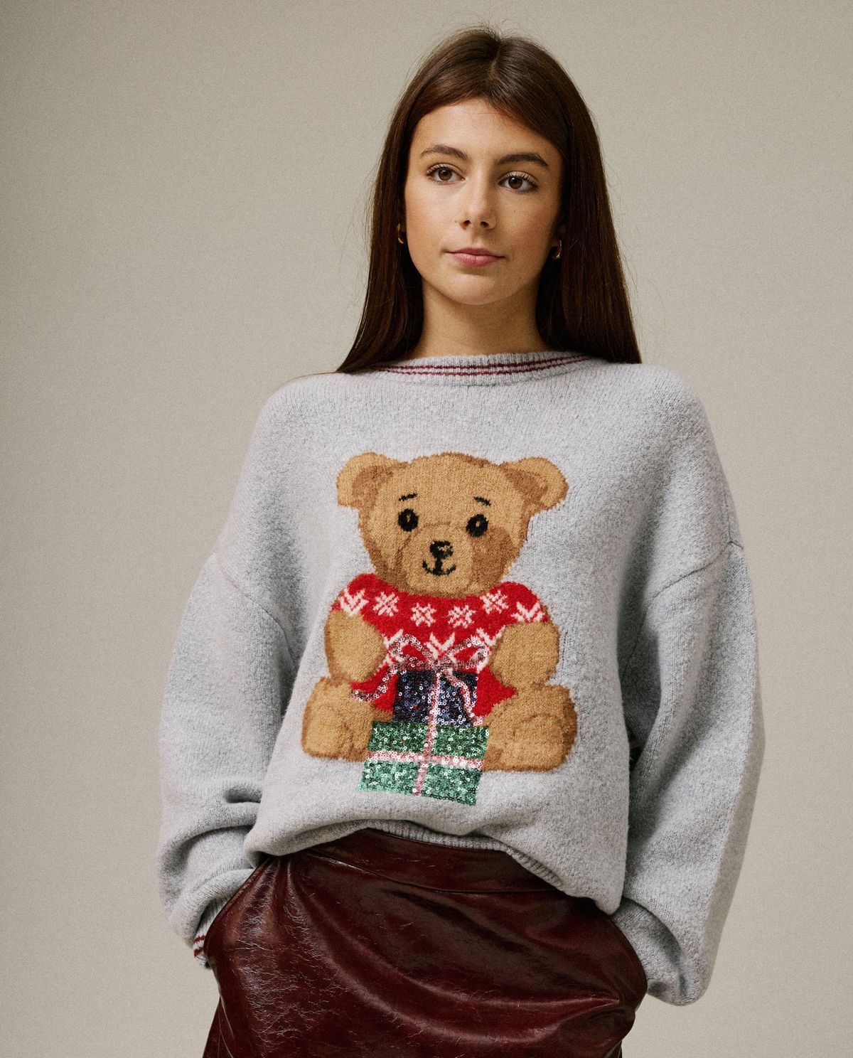 Trui met print teddybeer