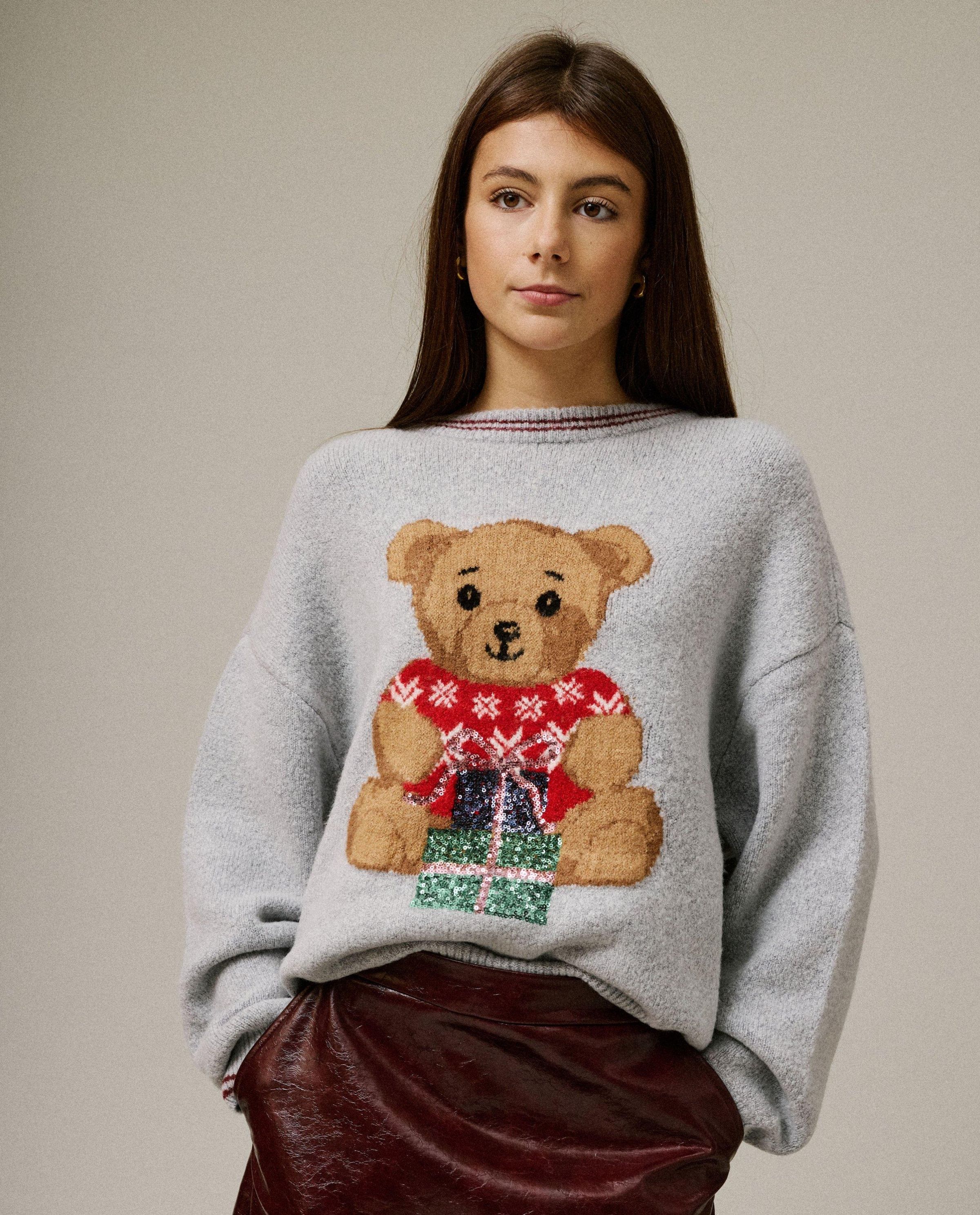 Trui met print teddybeer - Groggy