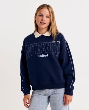 Sweater met opschrift in reli&euml;f - Groggy