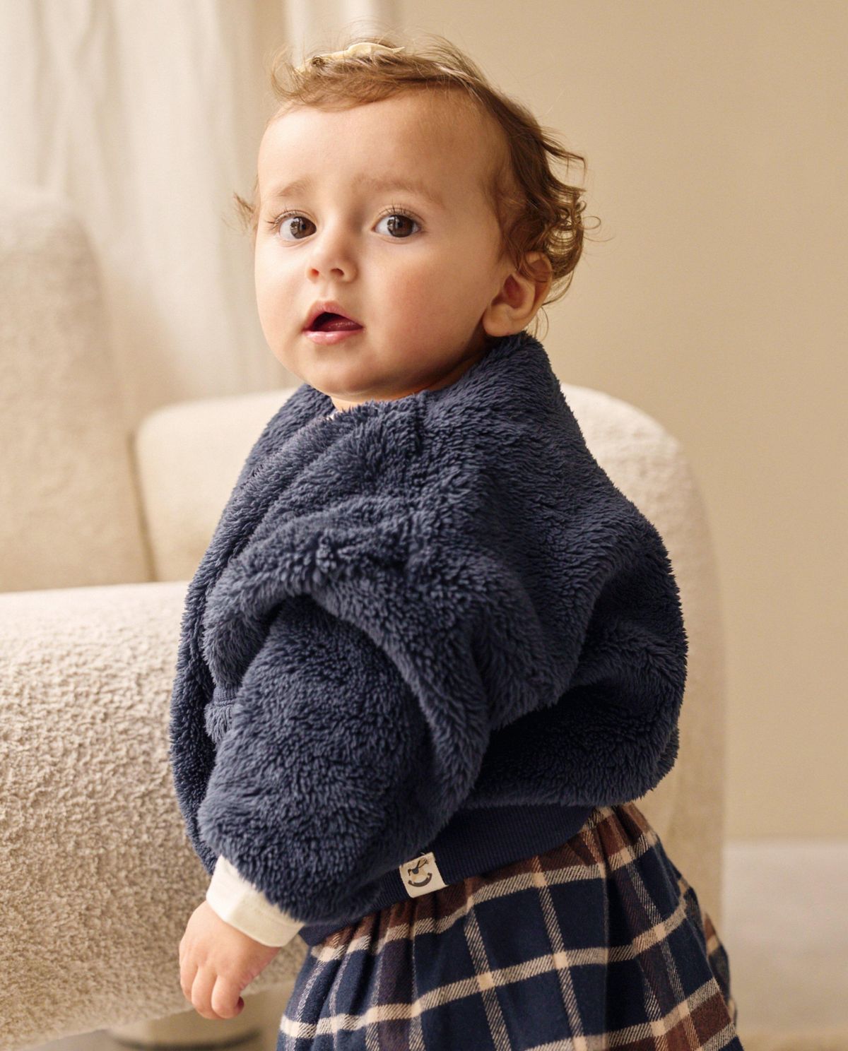 Donkerblauw teddy vest
