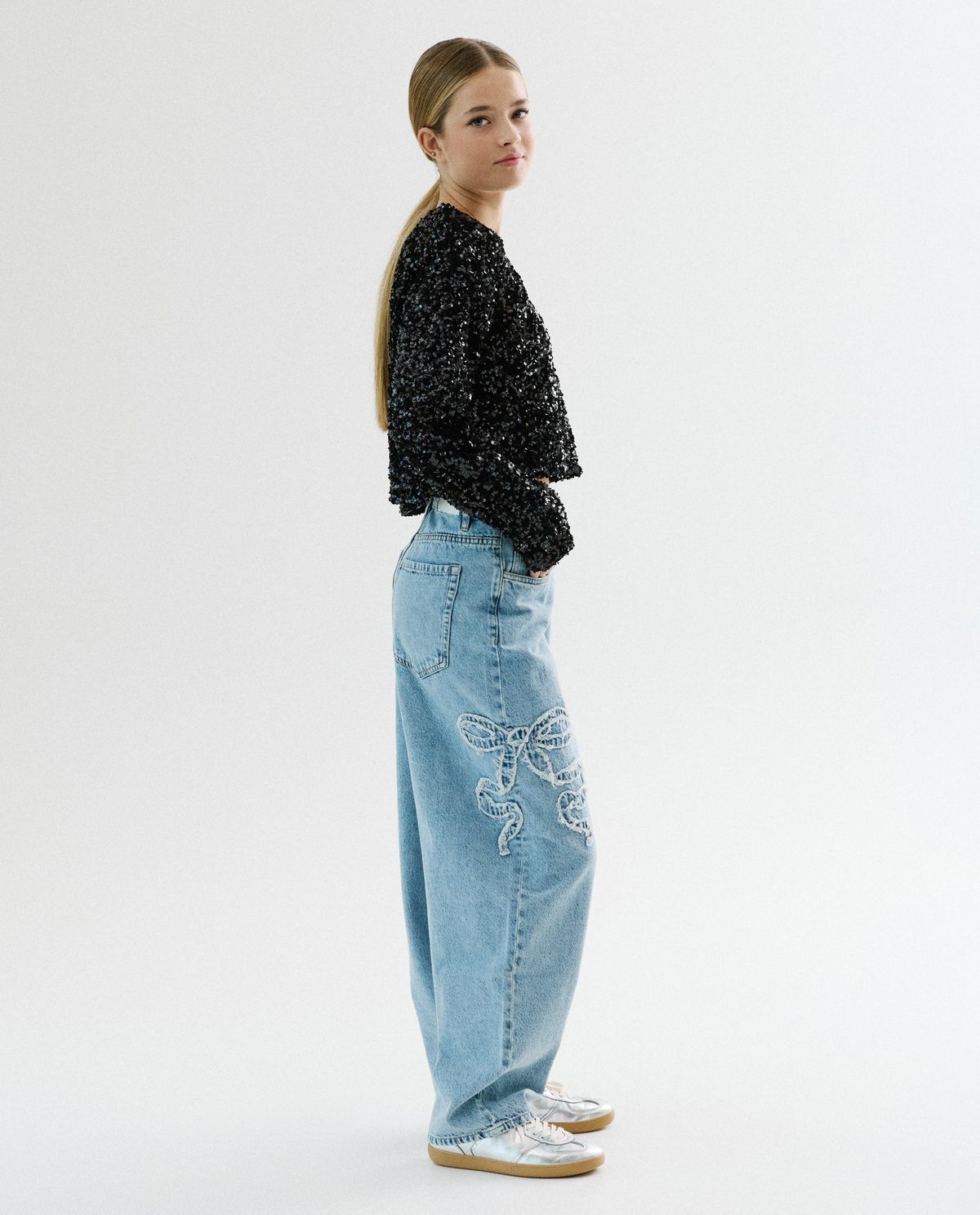 Jeans met strikken, balloon fit