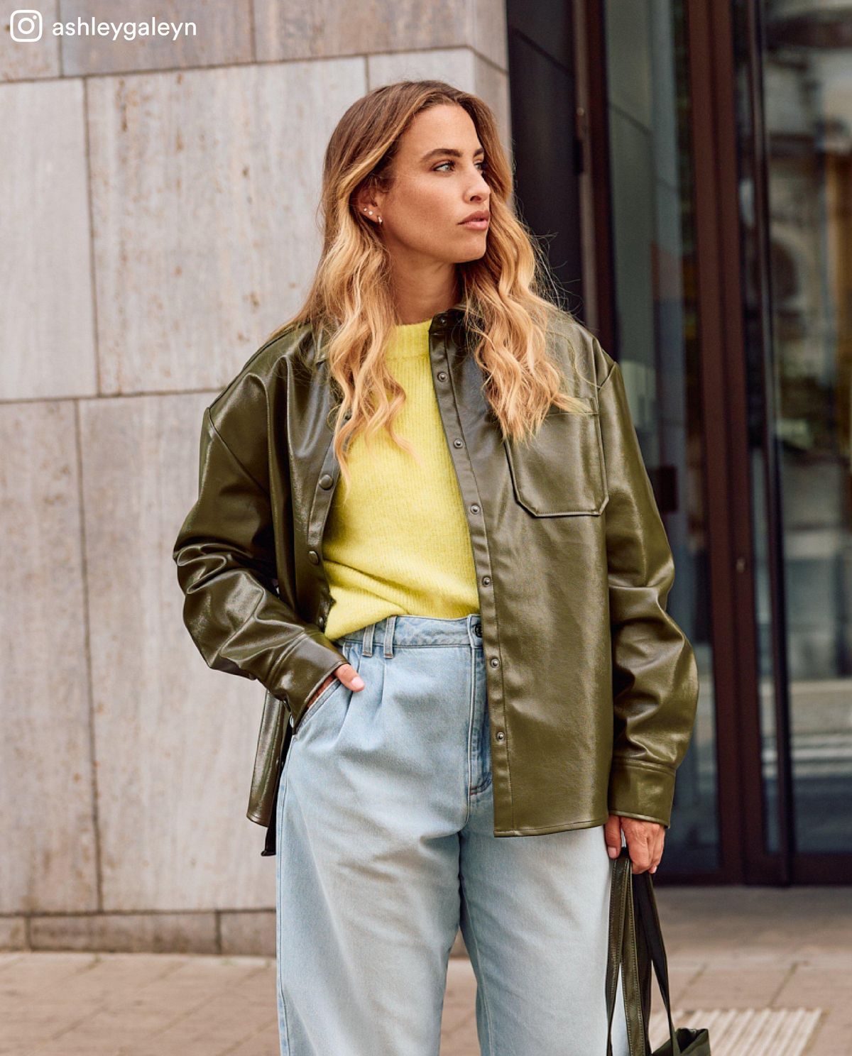 Faux leather blouse