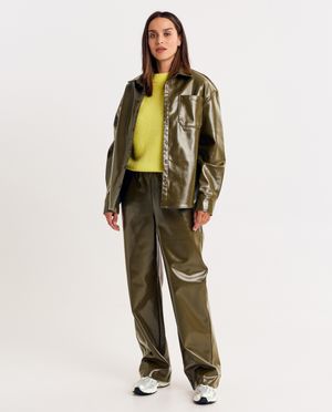 Broeken - Faux leather broek, straight fit
