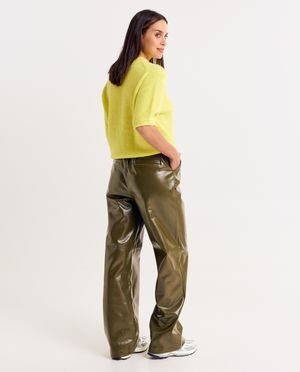 Broeken - Faux leather broek, straight fit