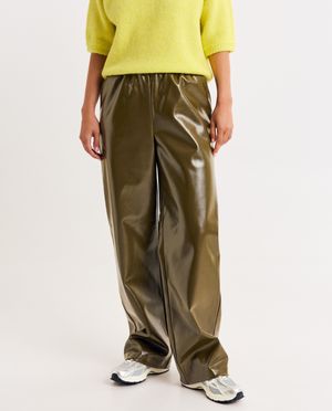 Broeken - Faux leather broek, straight fit