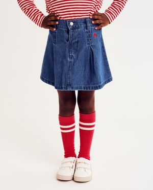 Rokken - Jeansrok met geborduurd hartje