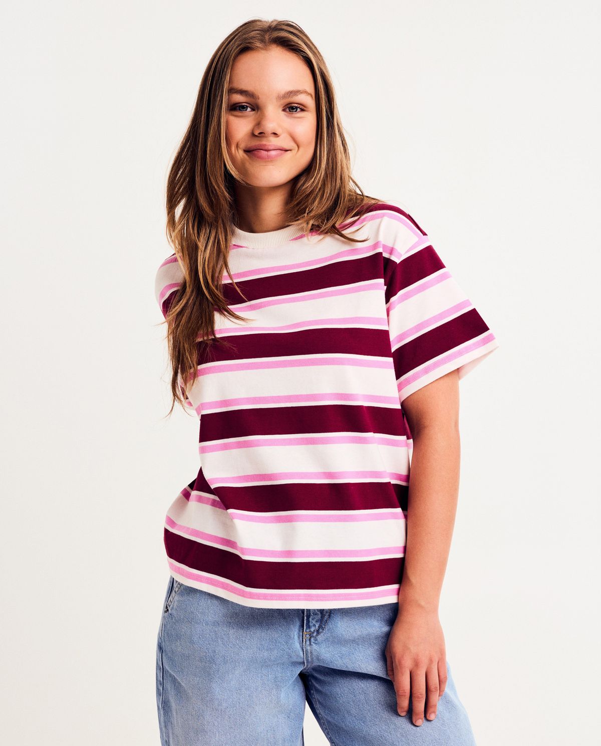 T-shirt met strepen, oversized fit