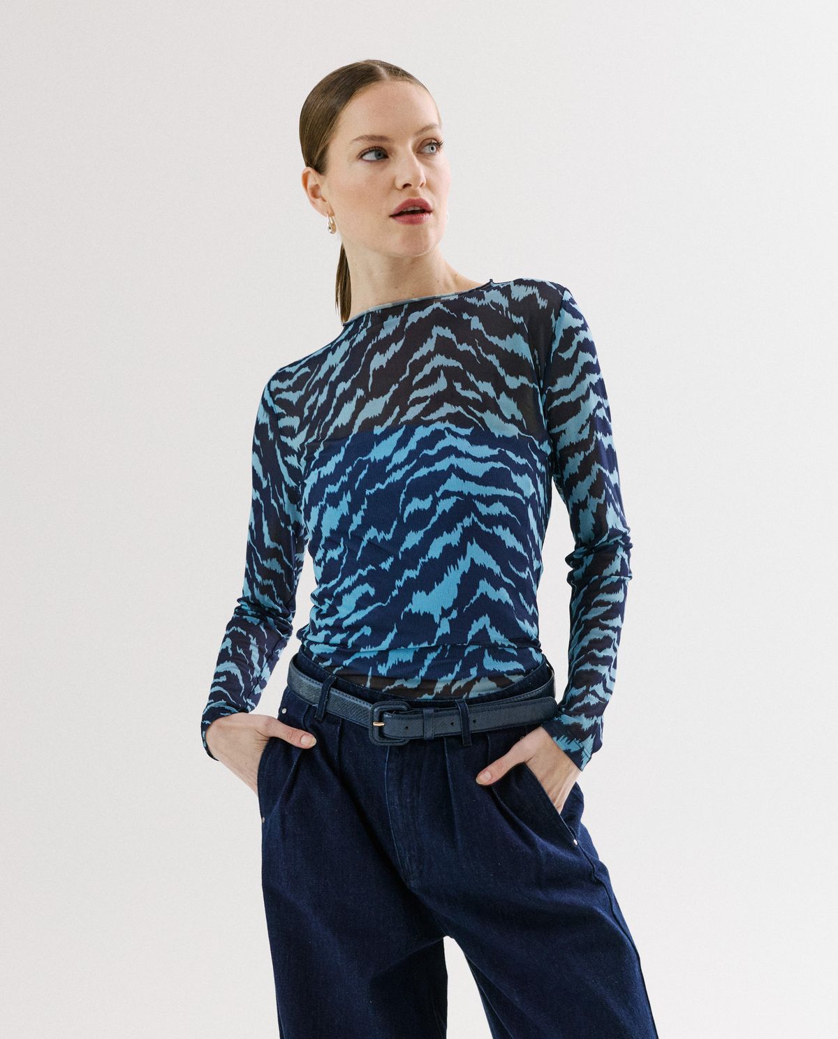 Mesh longsleeve met patroon