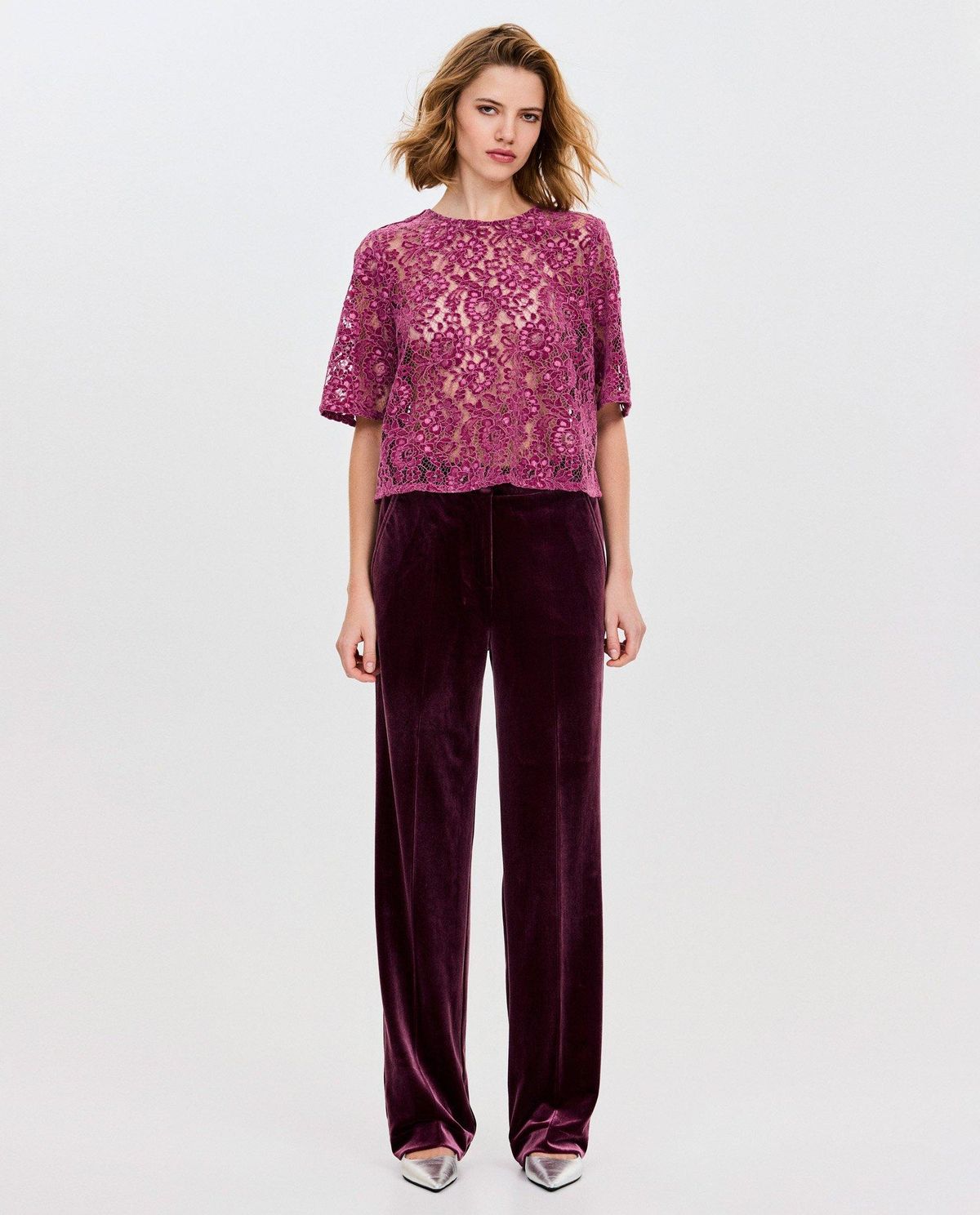 Bordeaux fluwelen broek