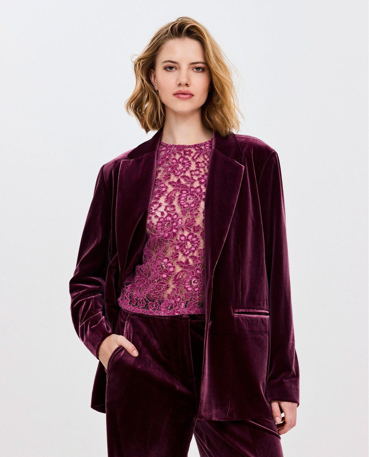 Bordeaux fluwelen blazer