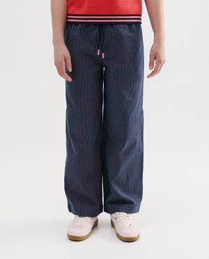 Broeken - Broek met fijne strepen, wide leg fit