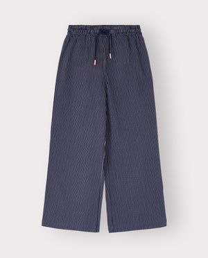 Broeken - Broek met fijne strepen, wide leg fit