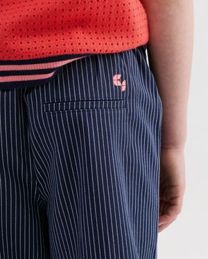Broeken - Broek met fijne strepen, wide leg fit