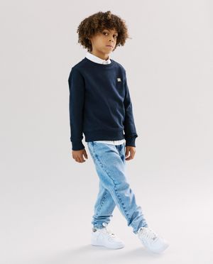 Sweaters - Donkerblauwe sweater met borduursel, loose fit, Special occasions, 116-164