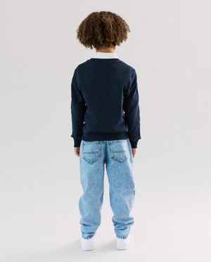 Sweaters - Donkerblauwe sweater met borduursel, loose fit, Special occasions, 116-164