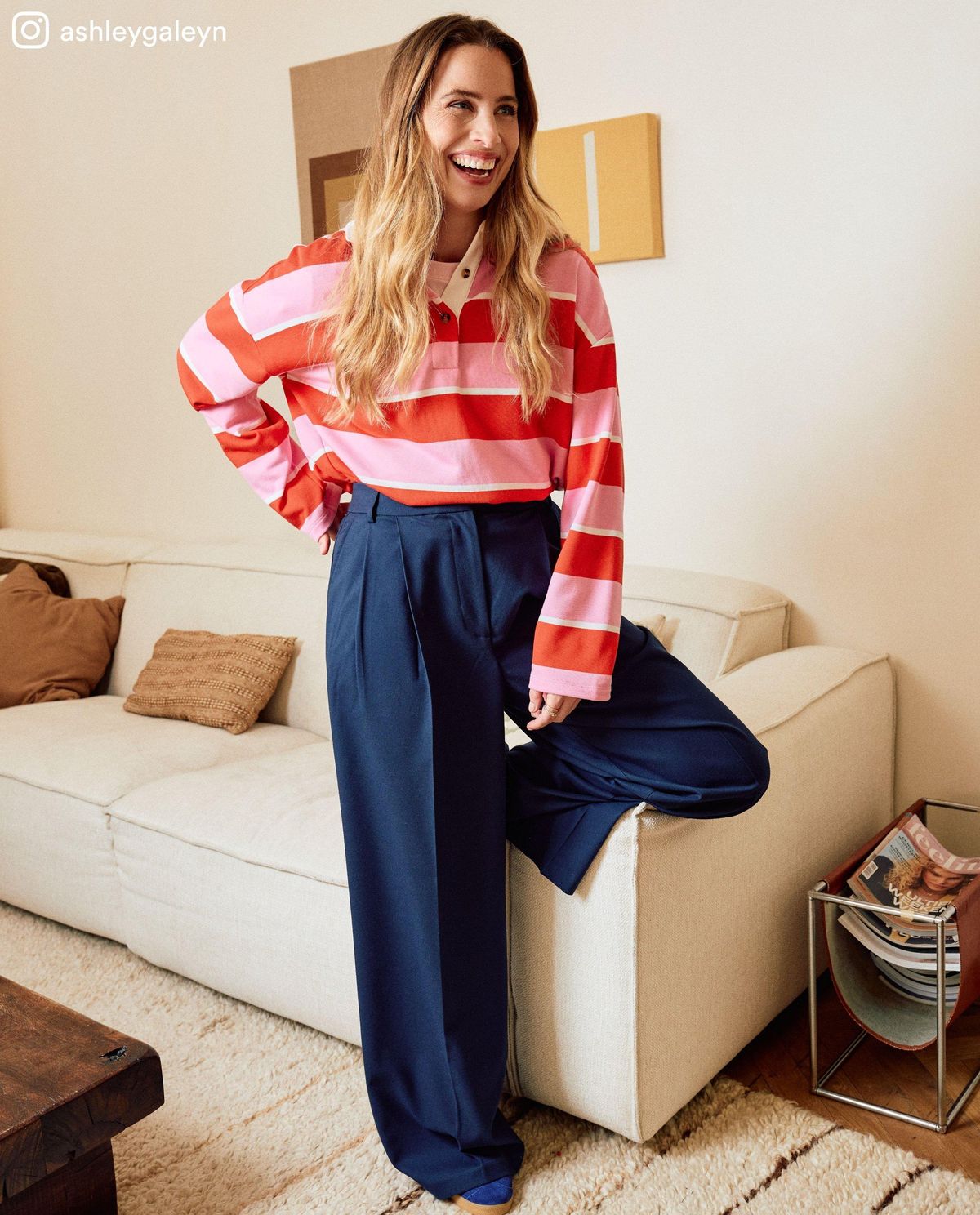 Donkerblauwe geklede broek, wide leg fit