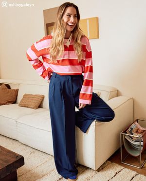 Donkerblauwe geklede broek, wide leg fit - Sora