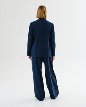 Broeken - Donkerblauwe geklede broek, wide leg fit