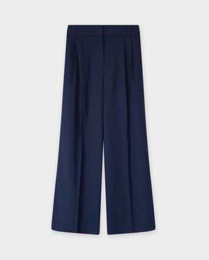 Broeken - Donkerblauwe geklede broek, wide leg fit