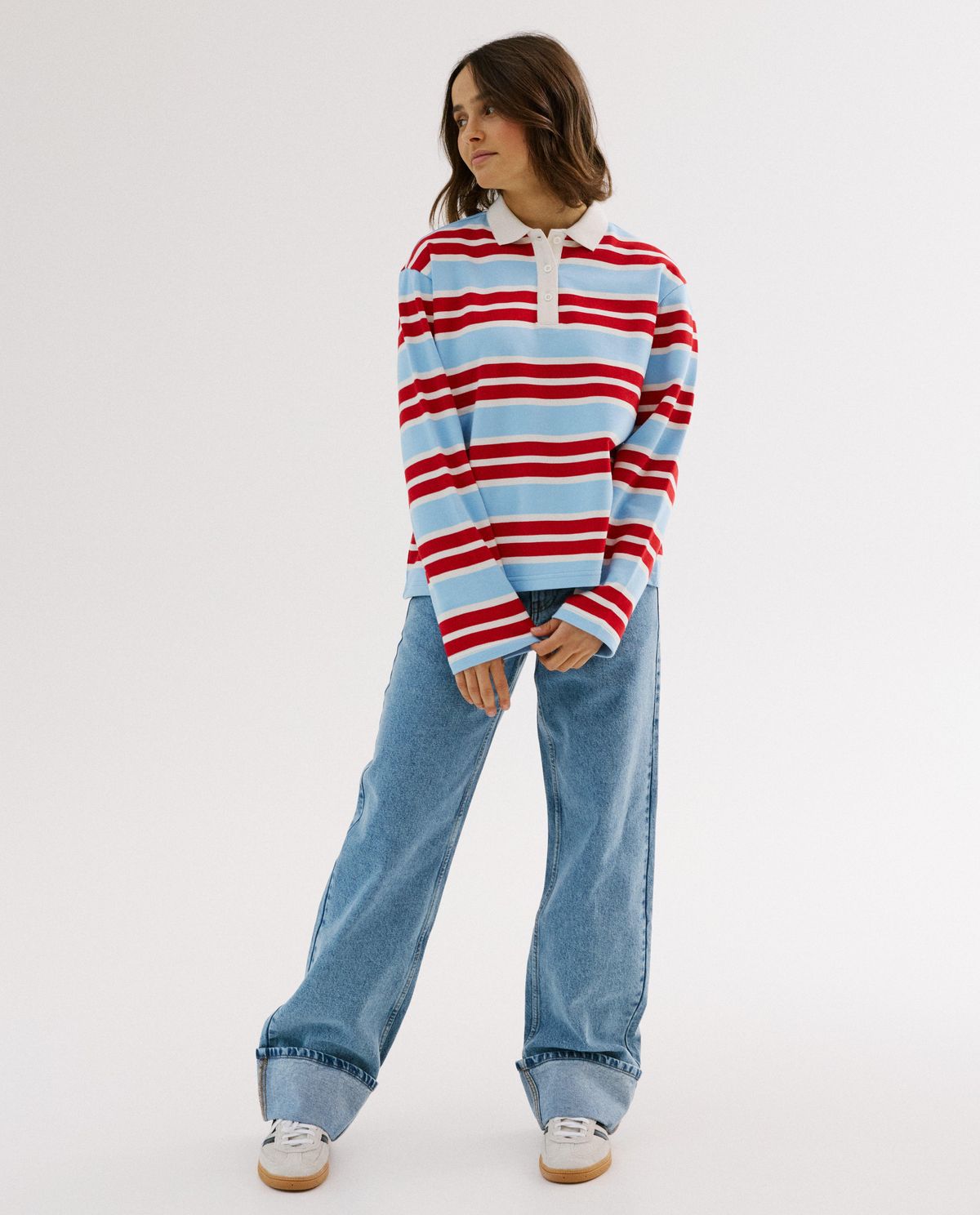 Jeans met omslag, straight fit