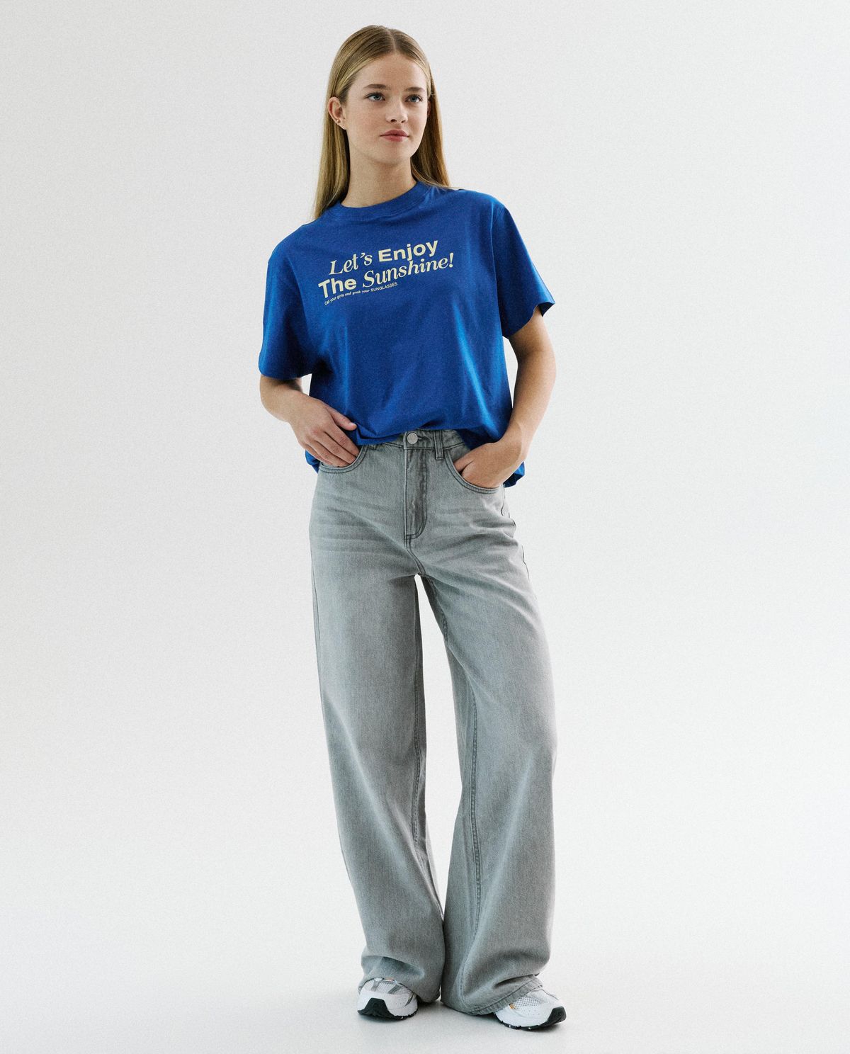 Grijze jeans, wide fit